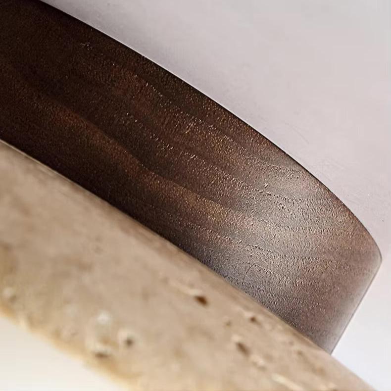 Liora Table Lamp — Travertine and Wood Design, E27 LED Bulb Included