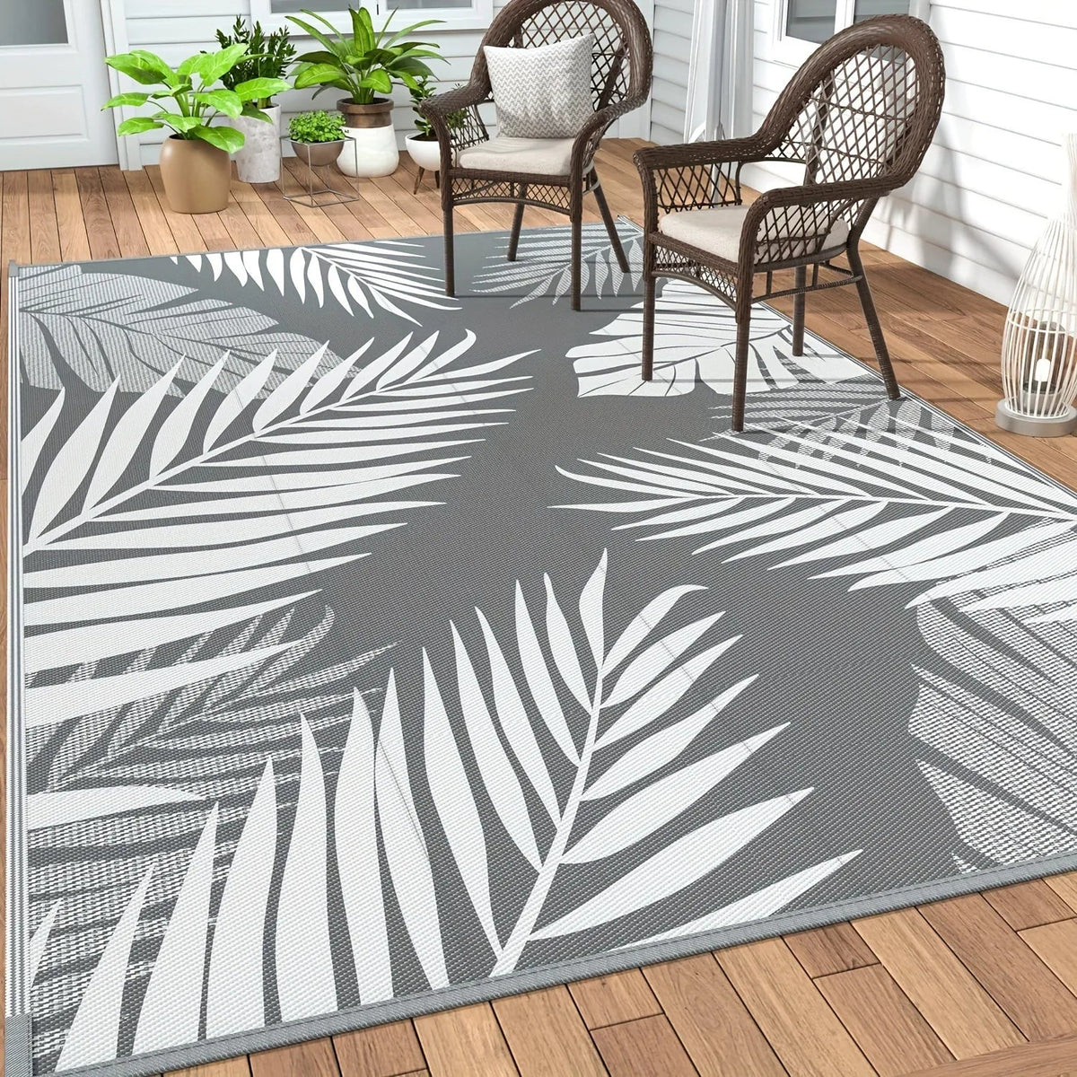 Alfombra de exterior de PP gris impermeable, plegable, 120x180cm
