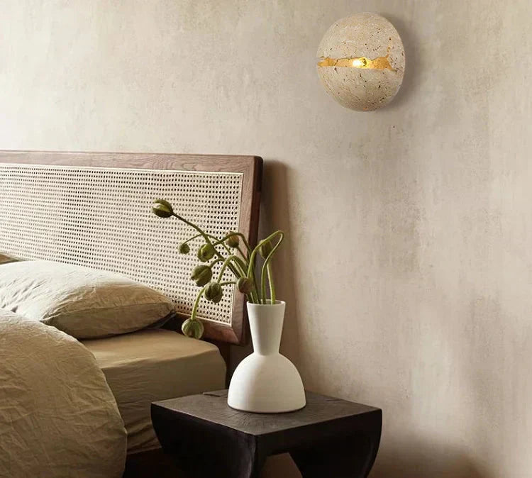 SolaraStone Wall Lamp — Stone Finish LED G4, Touch Switch