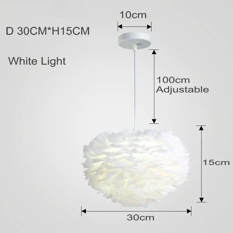 Aurelle Feather Pendant Light — Gentle LED Glow Shade