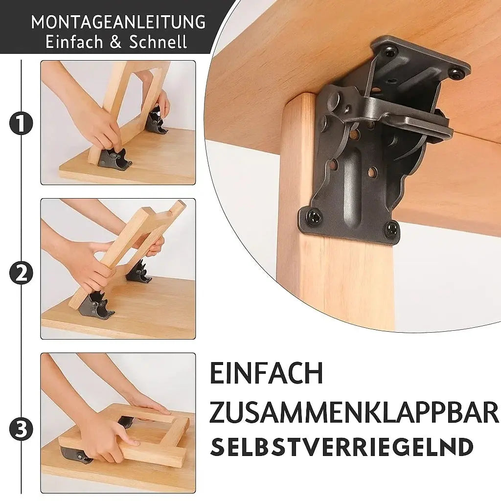 Supports pliants en acier de 2mm, 225kg, 66x54x63mm, lot de 2