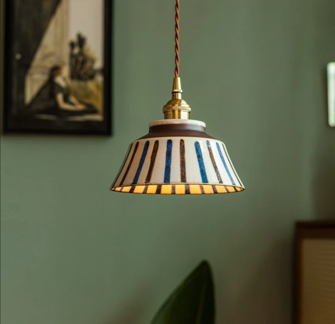 Hanglamp keukeneiland keramiek koperen fitting | Sansoti