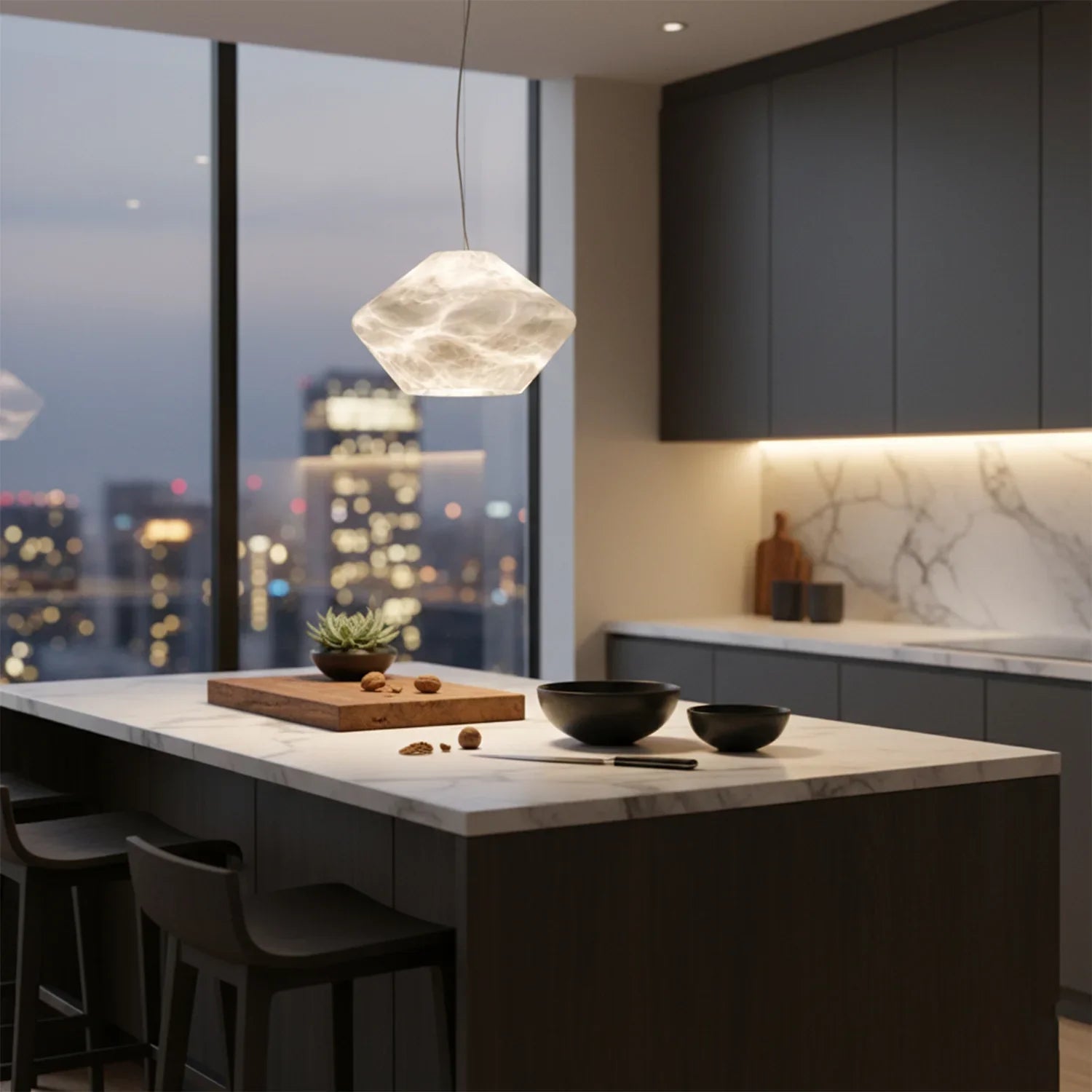 Sculptural Alabaster Gemstone Pendant Light | wildoxy