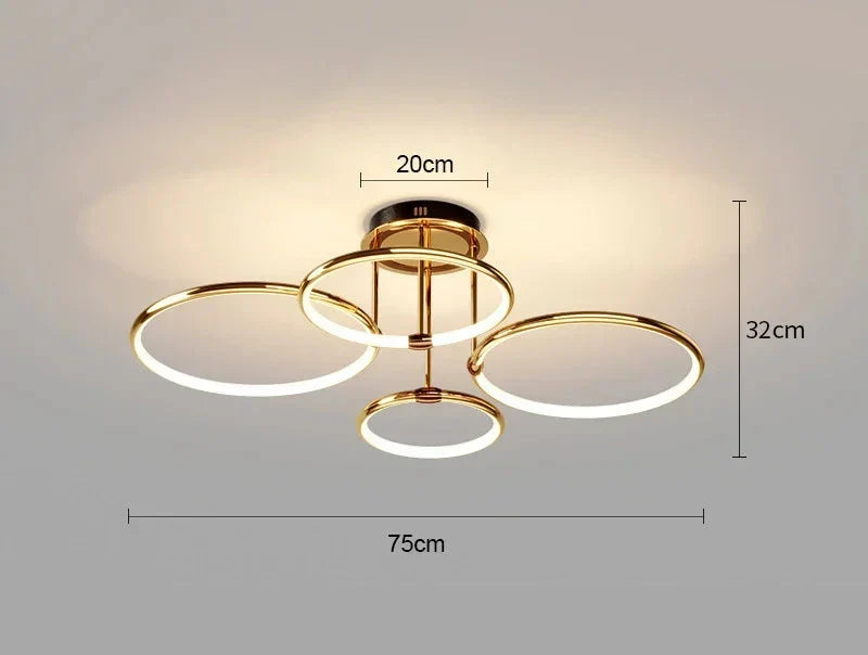 LED-Deckenleuchte mit Ringen – 3–6 Ringe, dimmbar, warmes, neutrales und kühles Licht