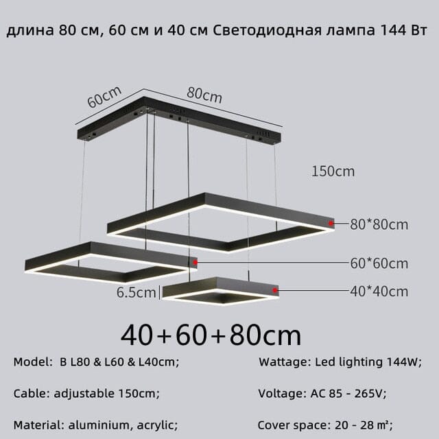 Square Geometric Pendant Chandelier — Contemporary Design, Warm Glow