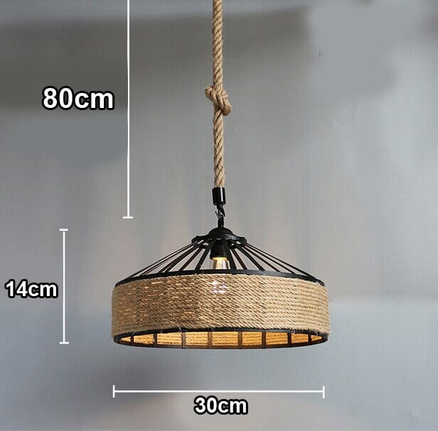Ropehaven Vintage Pendant Light — Distressed Metal Shade, Hemp Rope Detail