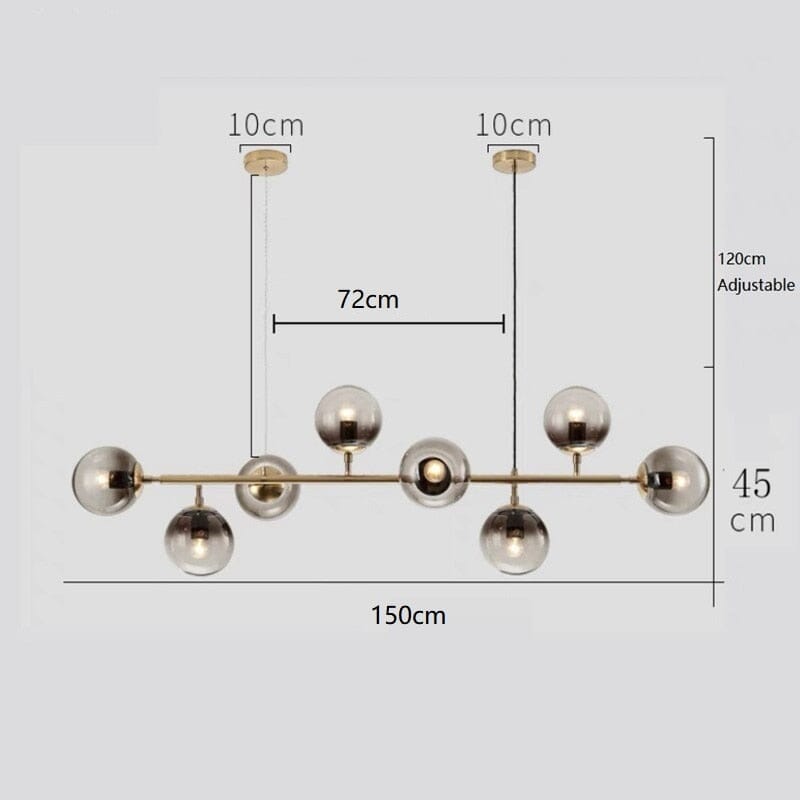 Astraeon Aluminum Glass Chandelier — Glass Ball Centerpiece In Gold Or Black Finish