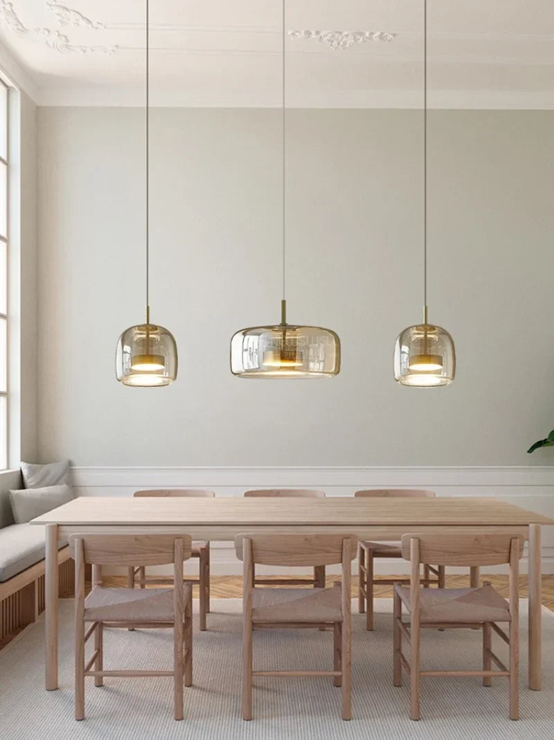 Skandinavisk glastaklampa – bärnstensfärgad/genomskinlig/grå, Ø15/25/35 cm
