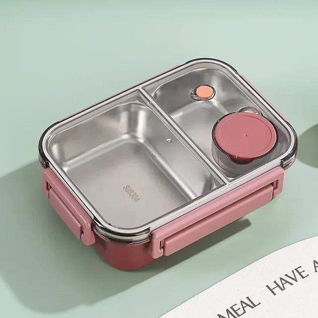 Isolerad lunchlåda — rostfritt stål, fack, läckagesäkert lock