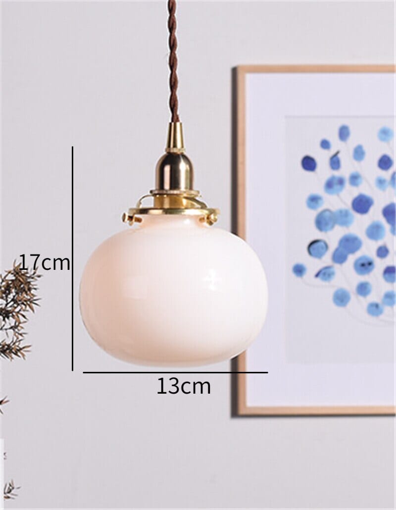 Liora Vintage Tones Glass Ball Pendant Light — Brushed Brass Fixture