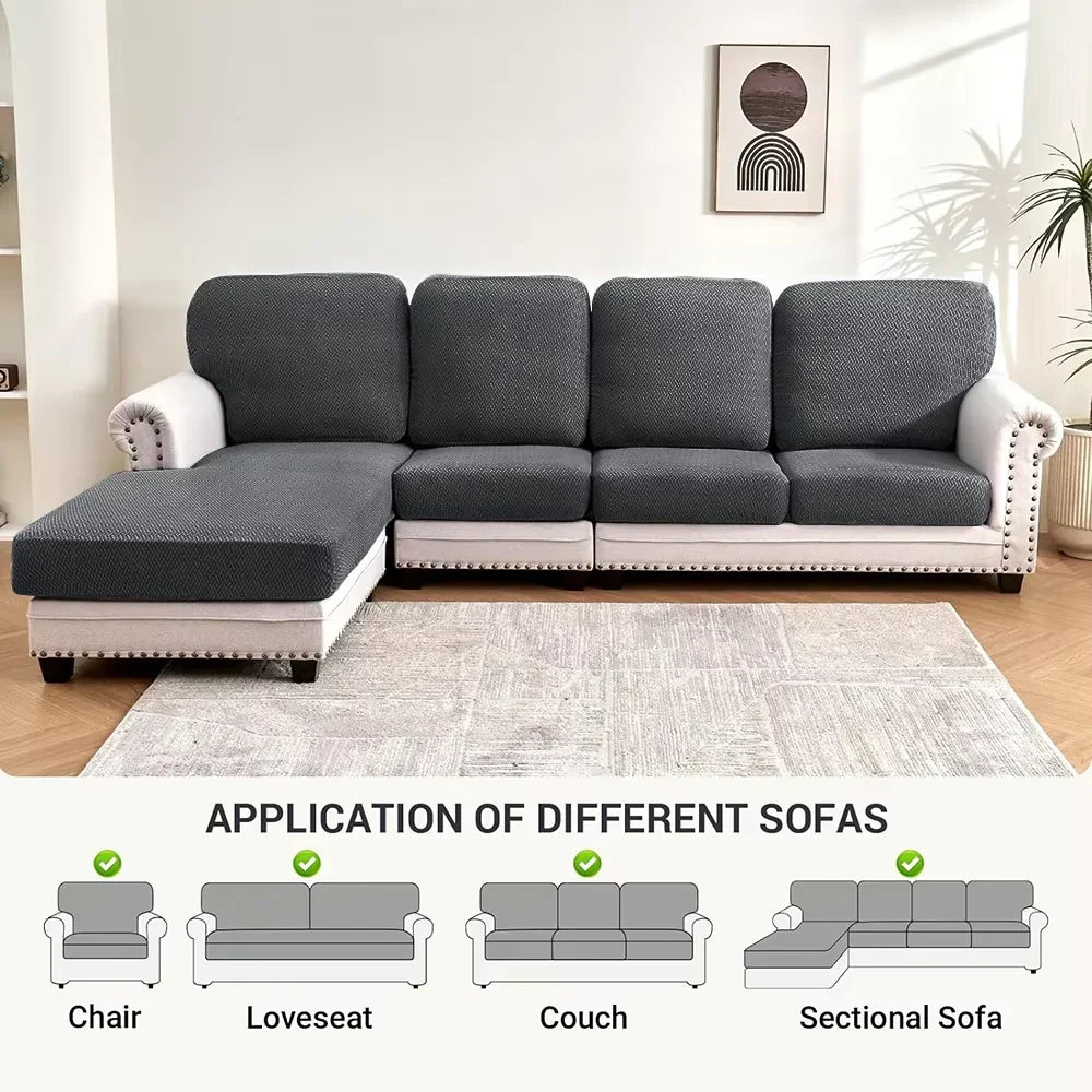 Capa elástica jacquard antiderrapante para sofá — Proteção premium FlexiWeave