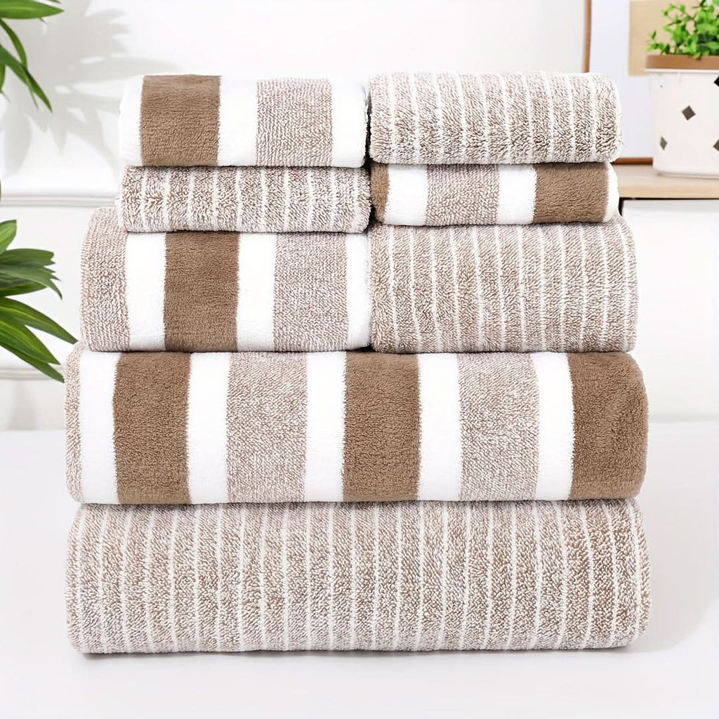 Spa Lovers Eight-Piece Coral Bath Towel Set — Ultra-Soft, Absorbent
