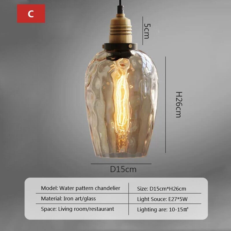 Luminara Vintage-Pendelleuchte aus Bernsteinglas — warmes LED-Licht
