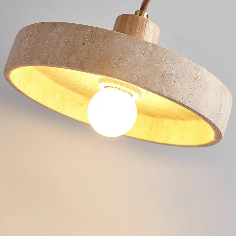 Elaraa Travertine Finish LED Pendant Lamp — Single Cord, E27 Base