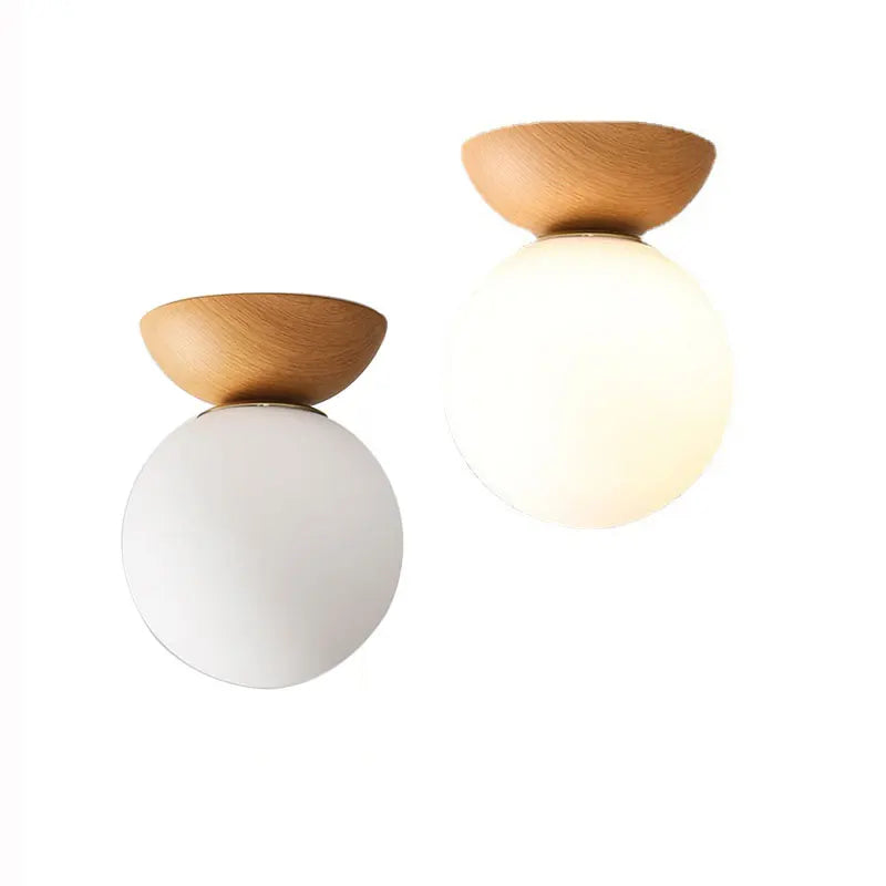 Modern Nordic Glass Ball Ceiling & Pendant Light | Wood Finish | Wildoxy