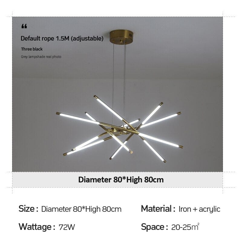 Nexa Iron Chandelier — Angular Geometric Design, Modern Lighting Fixture