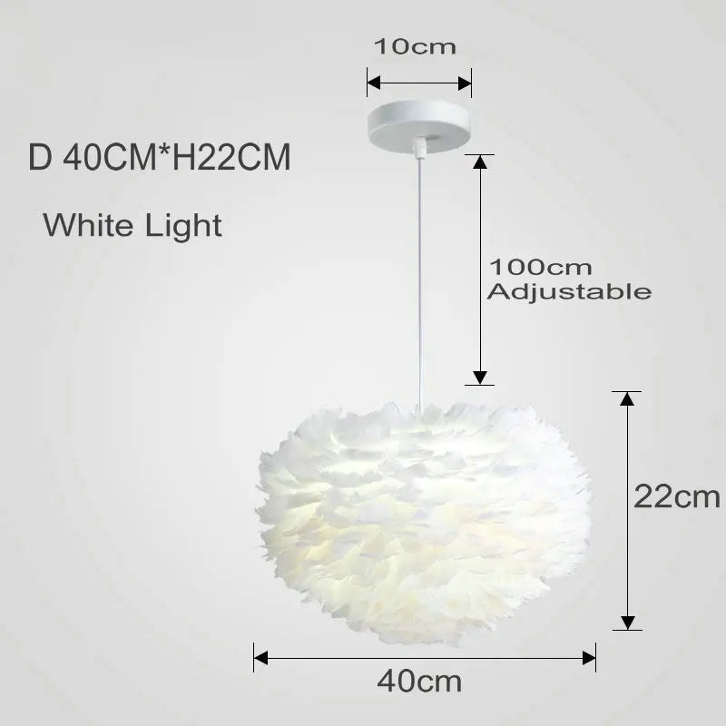 Aurelle Feather Pendant Light — Gentle LED Glow Shade