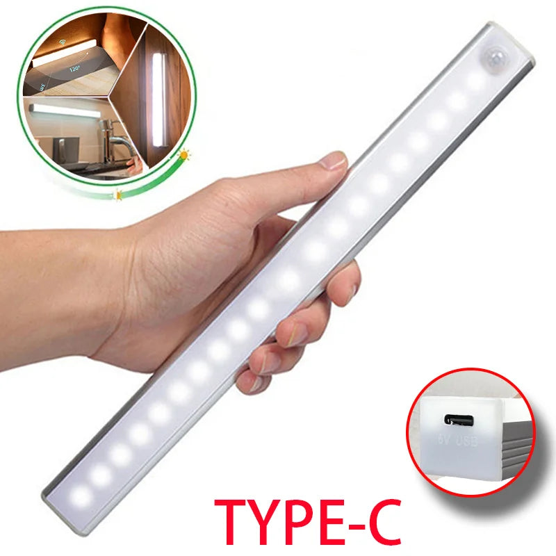מנורת לילה אלחוטית LED באורך 50cm — חיישן תנועה, עמעום