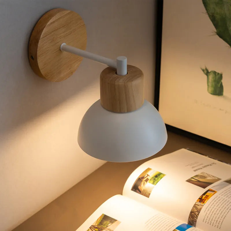 Liora Northwind Wall Lamp — Nordic Wood Finish, Bird Silhouette Detail, Adjustable LED Arm
