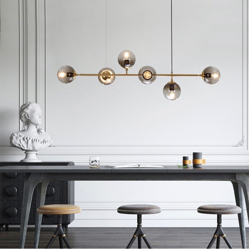 Astraeon Aluminum Glass Chandelier — Glass Ball Centerpiece In Gold Or Black Finish