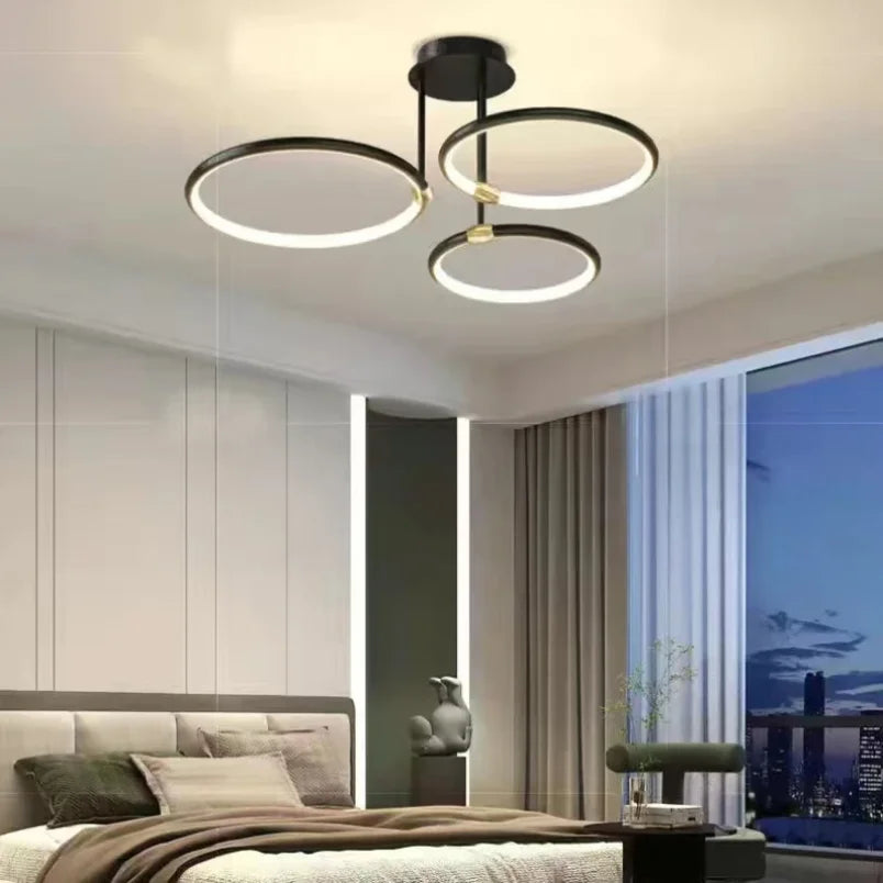 LED-Deckenleuchte mit Ringen – 3–6 Ringe, dimmbar, warmes, neutrales und kühles Licht