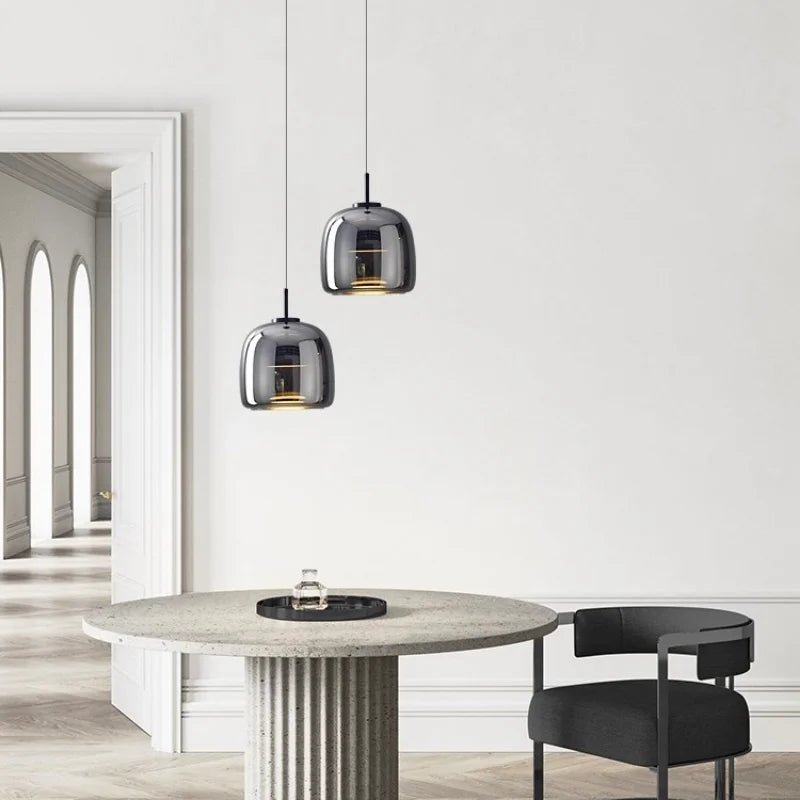 Skandinavisk glastaklampa – bärnstensfärgad/genomskinlig/grå, Ø15/25/35 cm