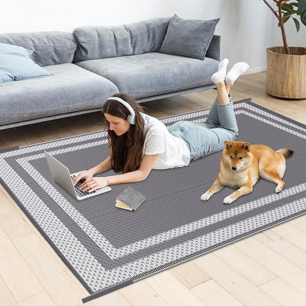 Alfombra de exterior de PP gris impermeable, plegable, 120x180cm
