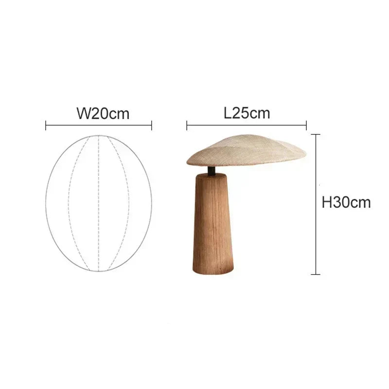 Aeron Wood Base and Cloth Shade LED Table Lamp, Includes E27 Bulb