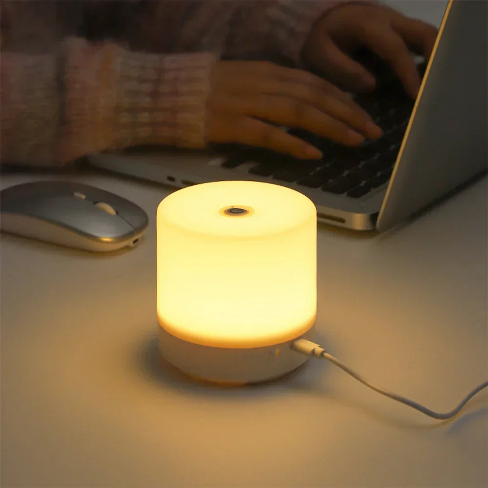 8.5cm LED-touchlampa med USB — dimbar vit ABS
