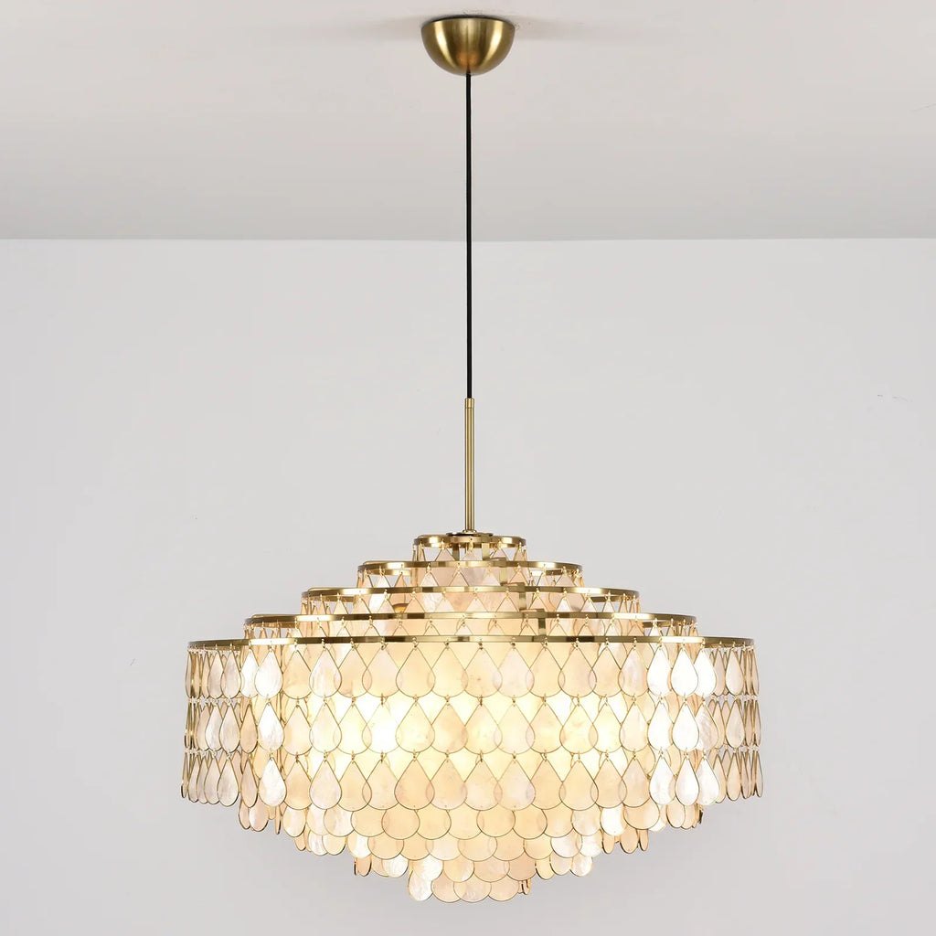 Luxury Capiz Shell Tiered Chandelier | wildoxy