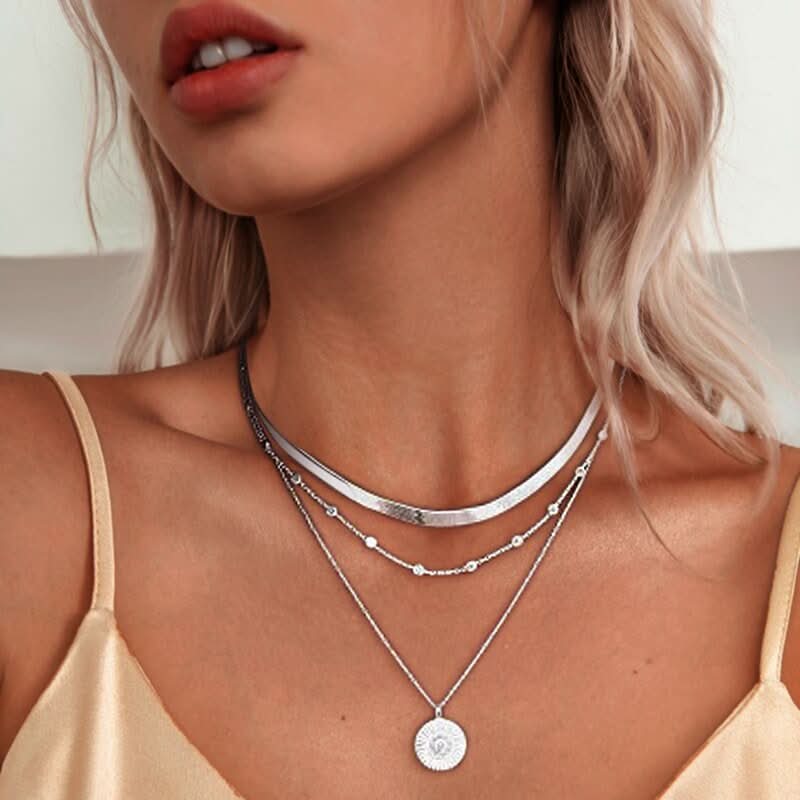 Astra Silver Triple Strand Necklace