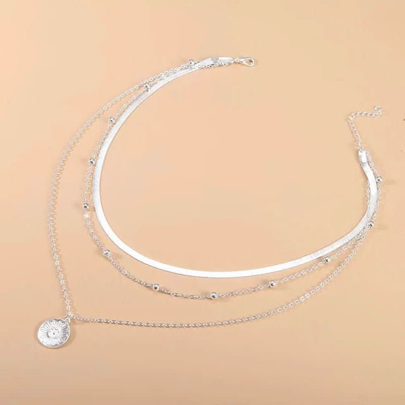 Astra Silver Triple Strand Necklace