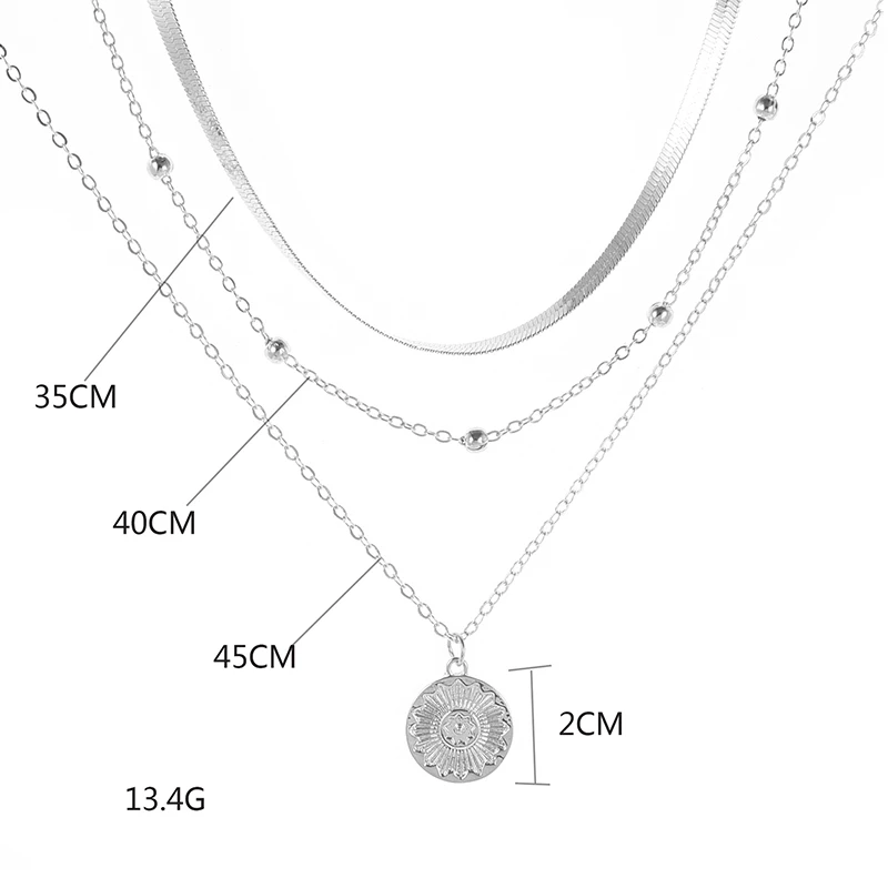 Astra Silver Triple Strand Necklace