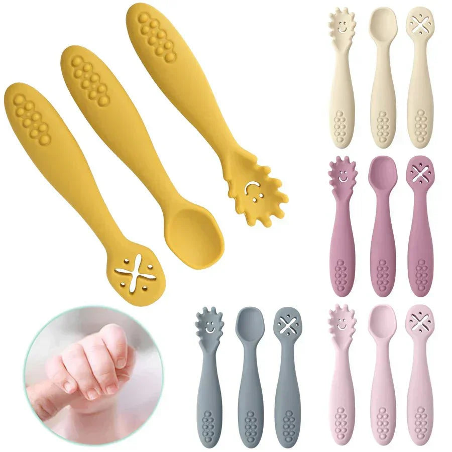NurtiNest Gentle Silicone Baby Utensil Set — Soft, Flexible Design