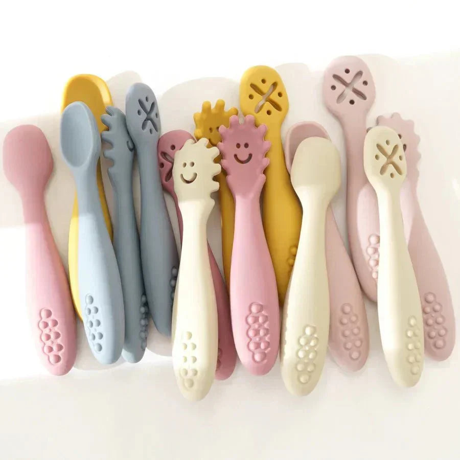 NurtiNest Gentle Silicone Baby Utensil Set — Soft, Flexible Design