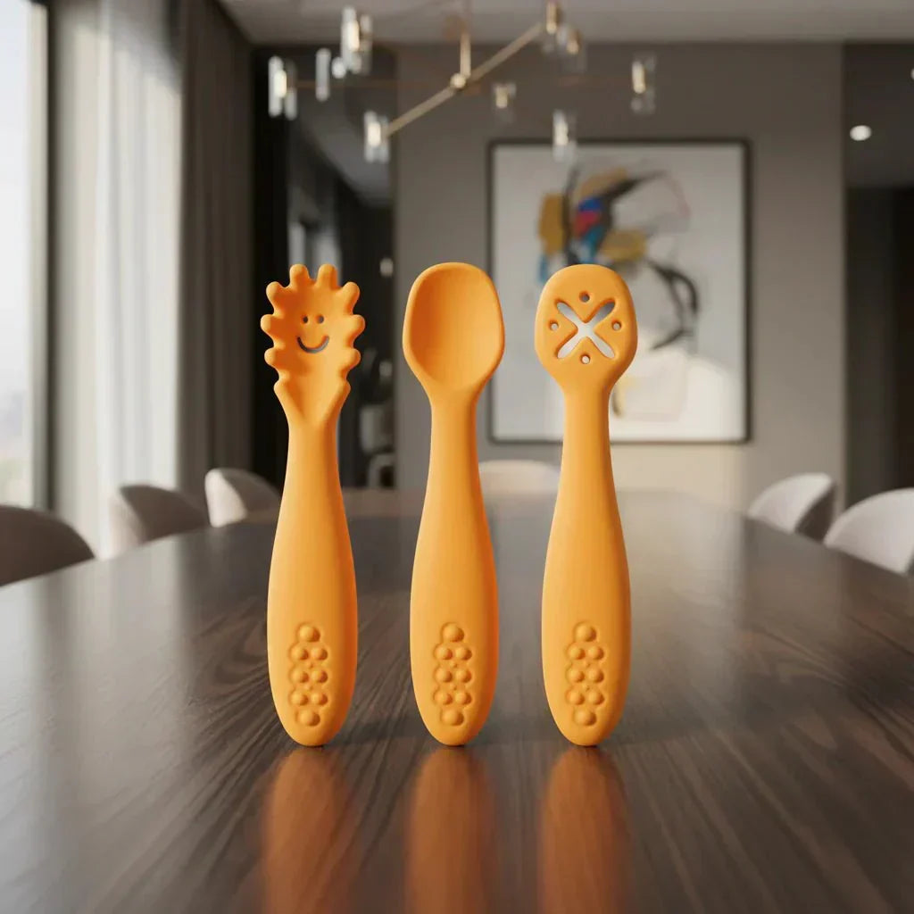 NurtiNest Gentle Silicone Baby Utensil Set — Soft, Flexible Design