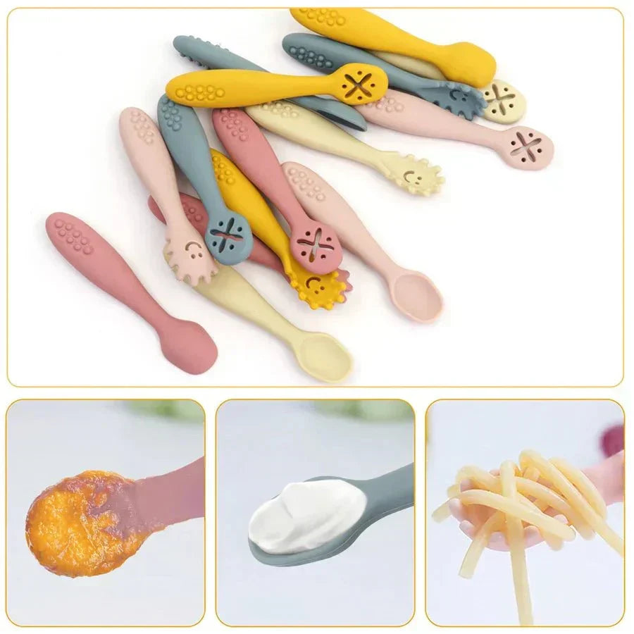 NurtiNest Gentle Silicone Baby Utensil Set — Soft, Flexible Design