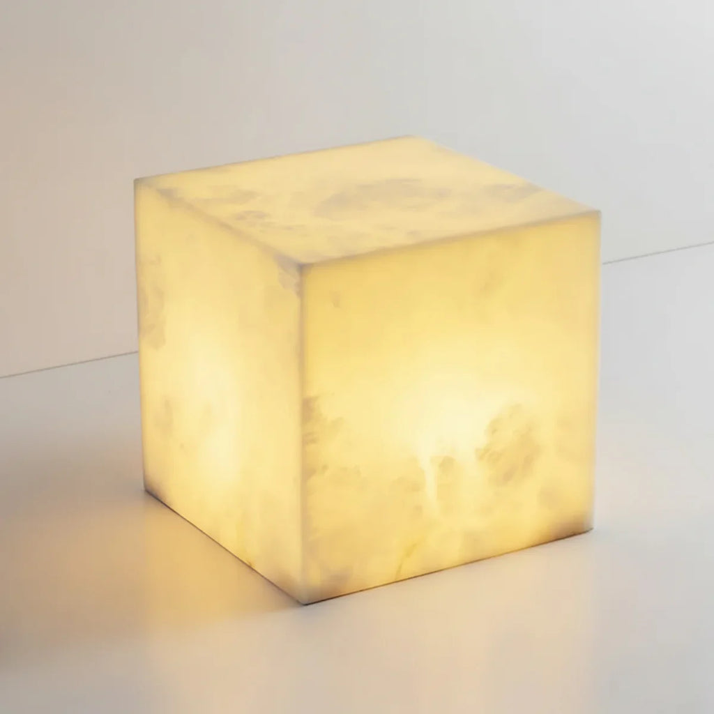 Simple Alabaster Cube Table Lamp | wildoxy
