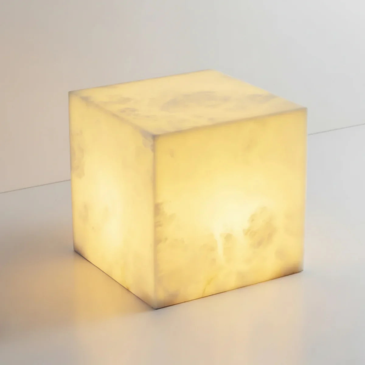 Simple Alabaster Cube Table Lamp | wildoxy