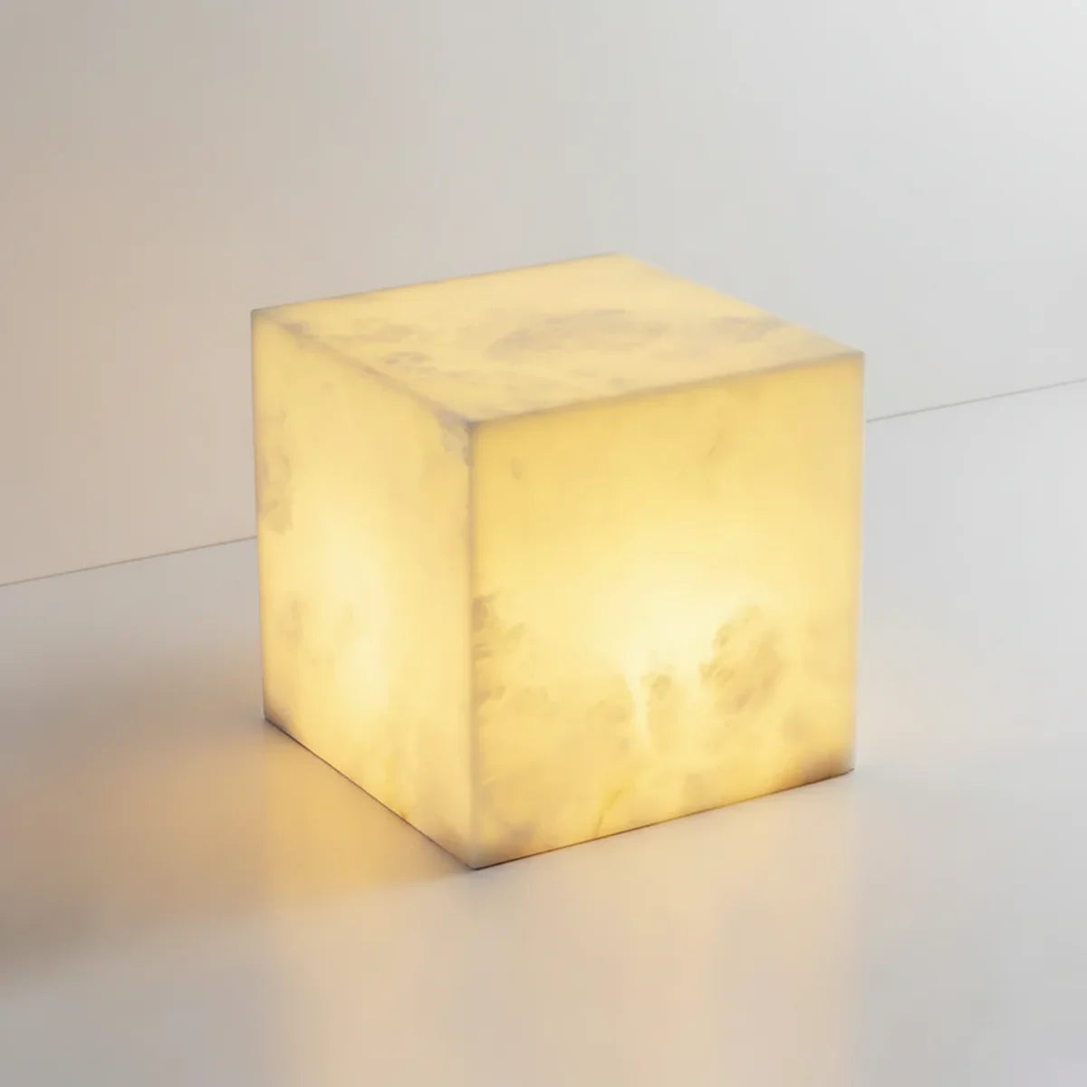 Simple Alabaster Cube Table Lamp | wildoxy