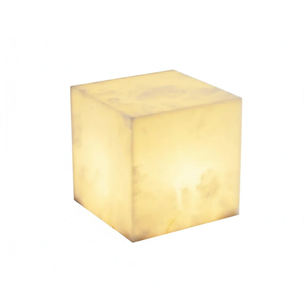 Simple Alabaster Cube Table Lamp | wildoxy