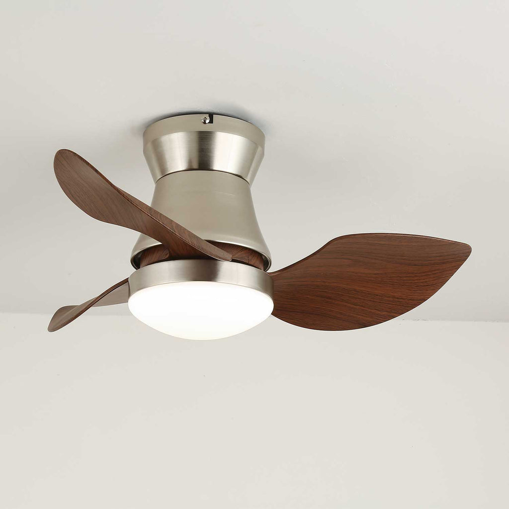 Modern Ceiling Fan with Lighting, Wood & Metal, ø60×30cm