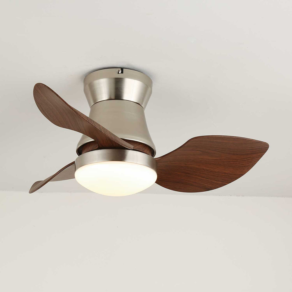 Modern Ceiling Fan with Lighting, Wood & Metal, ø60×30cm
