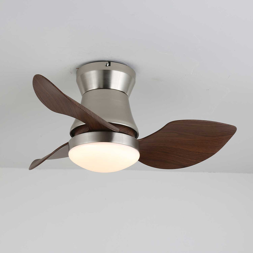Modern Ceiling Fan with Lighting, Wood & Metal, ø60×30cm