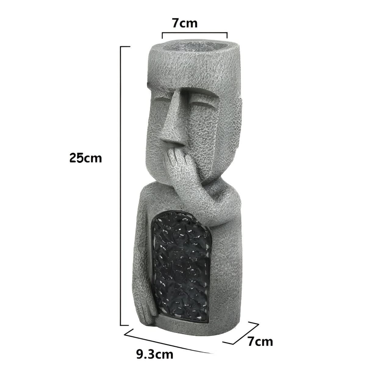 Enchanted Trio Solar Resin Garden Statues — Easter Island Motifs