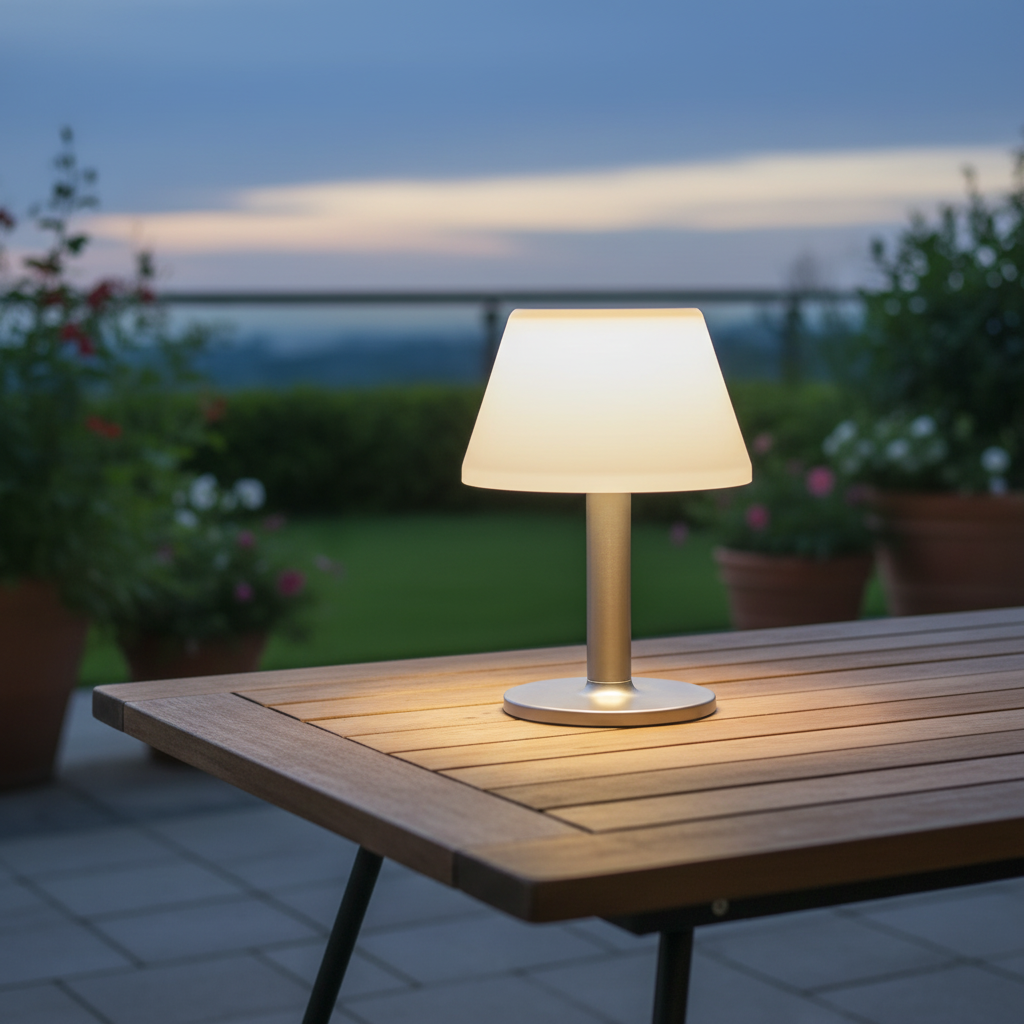 LED-tafellamp op zonne-energie — draadloze weerbestendige tuinlamp