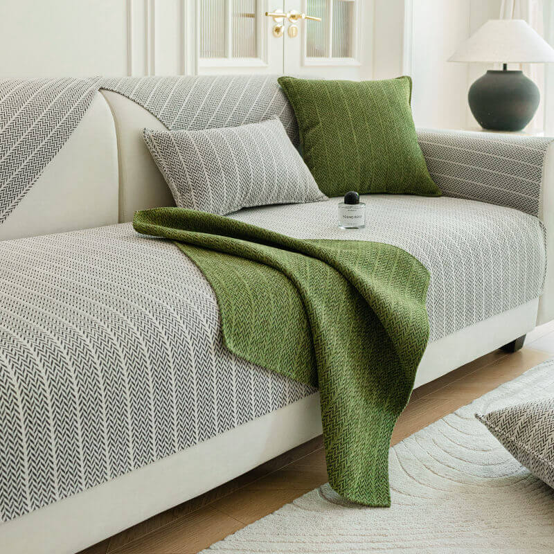 Chenille bankhoes — visgraatpatroon, krasbestendig, 70–240 cm