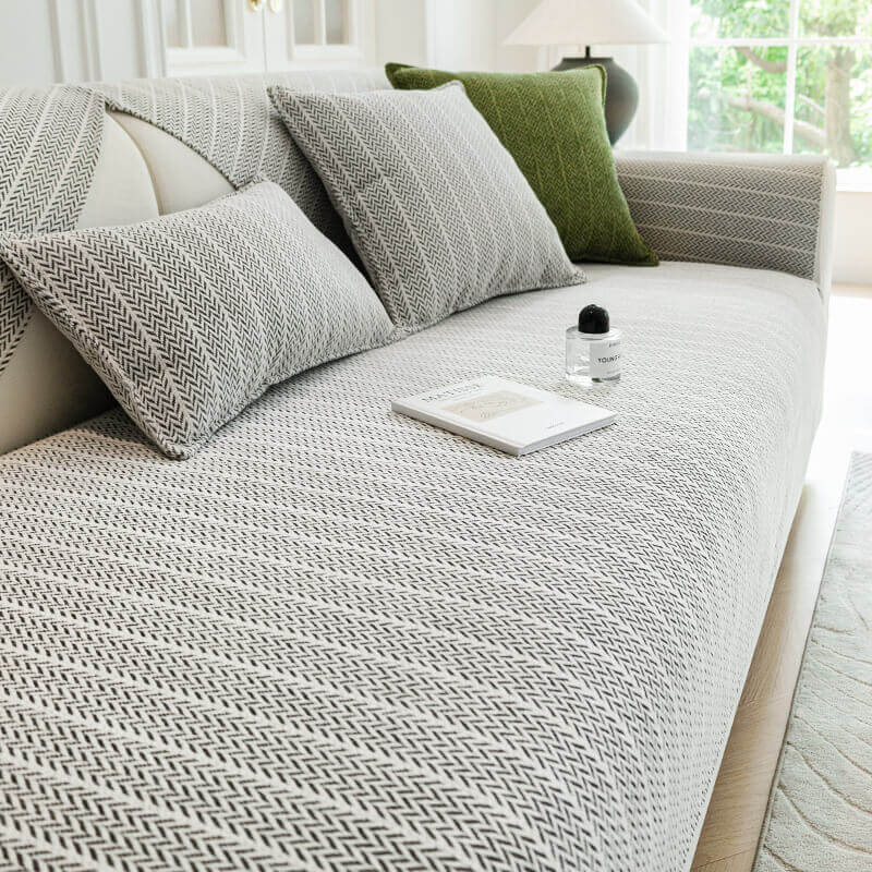 Chenille bankhoes — visgraatpatroon, krasbestendig, 70–240 cm