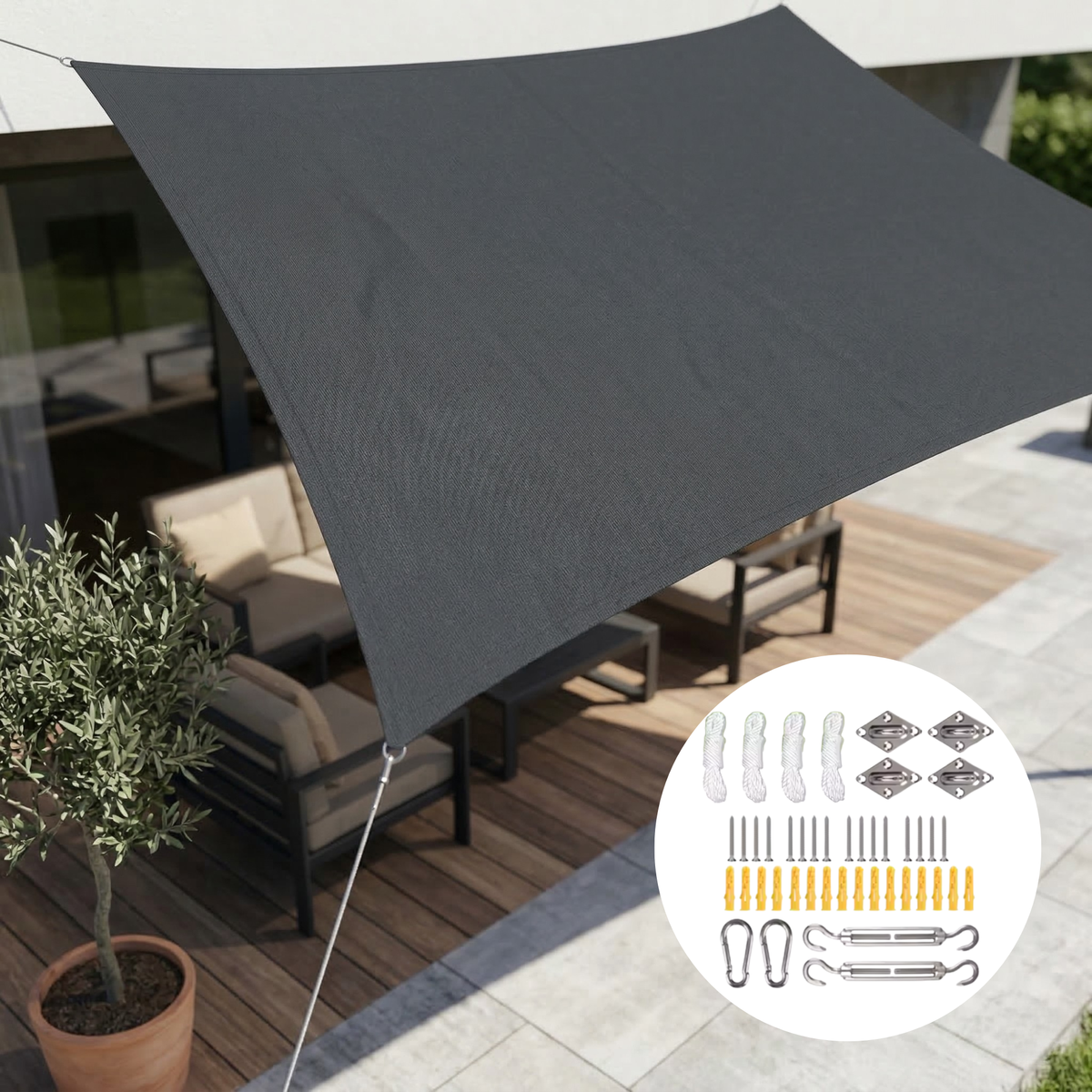 Rechteckiges, wasserdichtes Pergola-Sonnensegel – regendicht