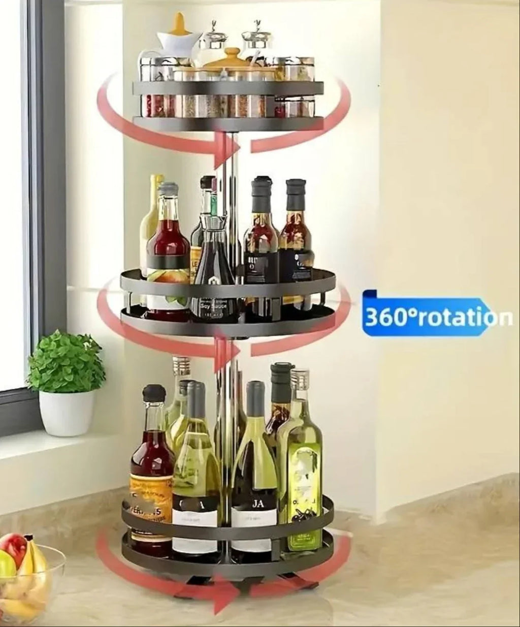 Organizador giratorio de 360° para cocina, baño y despensa